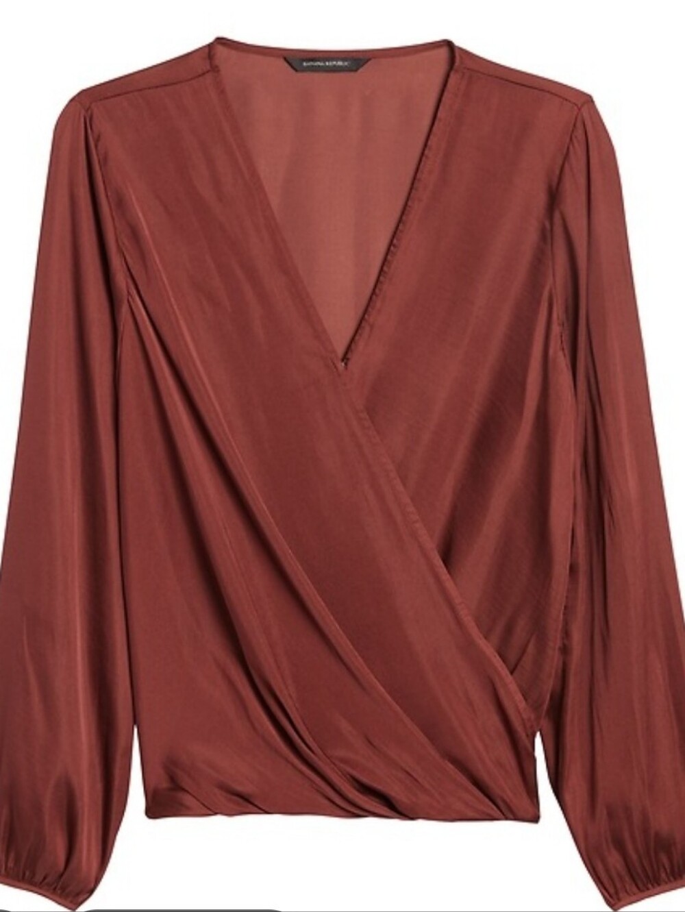 Banana Republic Burnt Orange Silky Long Sleeve Office Cocktail Top